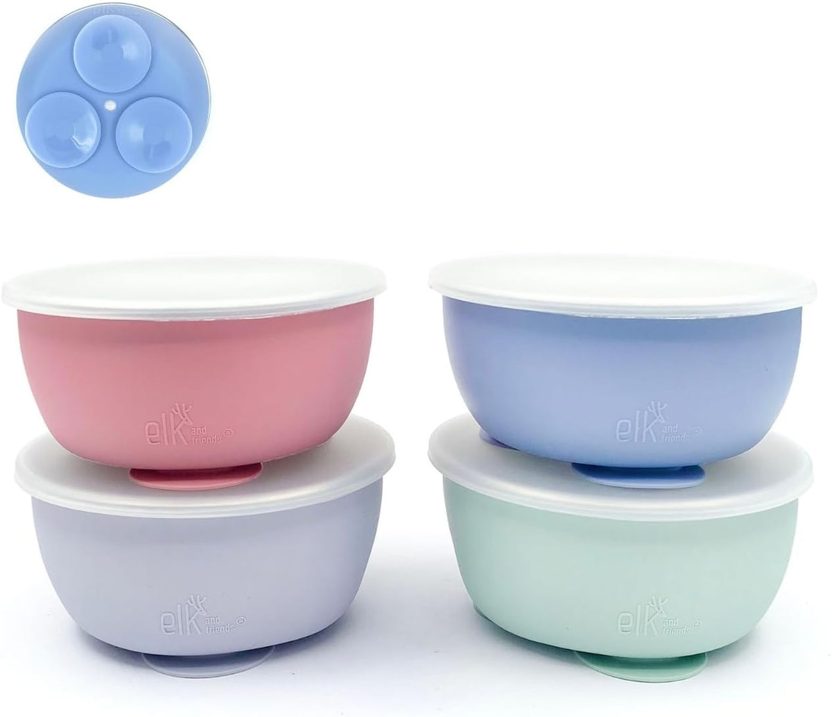 Kids/Toddler Stainless Steel Suction Bowls + Lids | 4pk