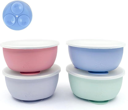 Kids/Toddler Stainless Steel Suction Bowls + Lids | 4pk