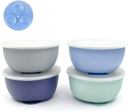 Kids/Toddler Stainless Steel Suction Bowls + Lids | 4pk