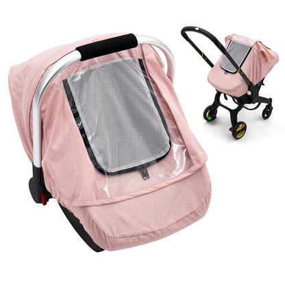 Baby Car Seat Cover, Waterproof Carseat Cover with EVA Transparent Window, Universal Car Seat Rain Cover with Storage Bag, Breathable Baby Carrier Cover for Cold Weather