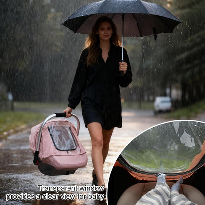 Baby Car Seat Cover, Waterproof Carseat Cover with EVA Transparent Window, Universal Car Seat Rain Cover with Storage Bag, Breathable Baby Carrier Cover for Cold Weather