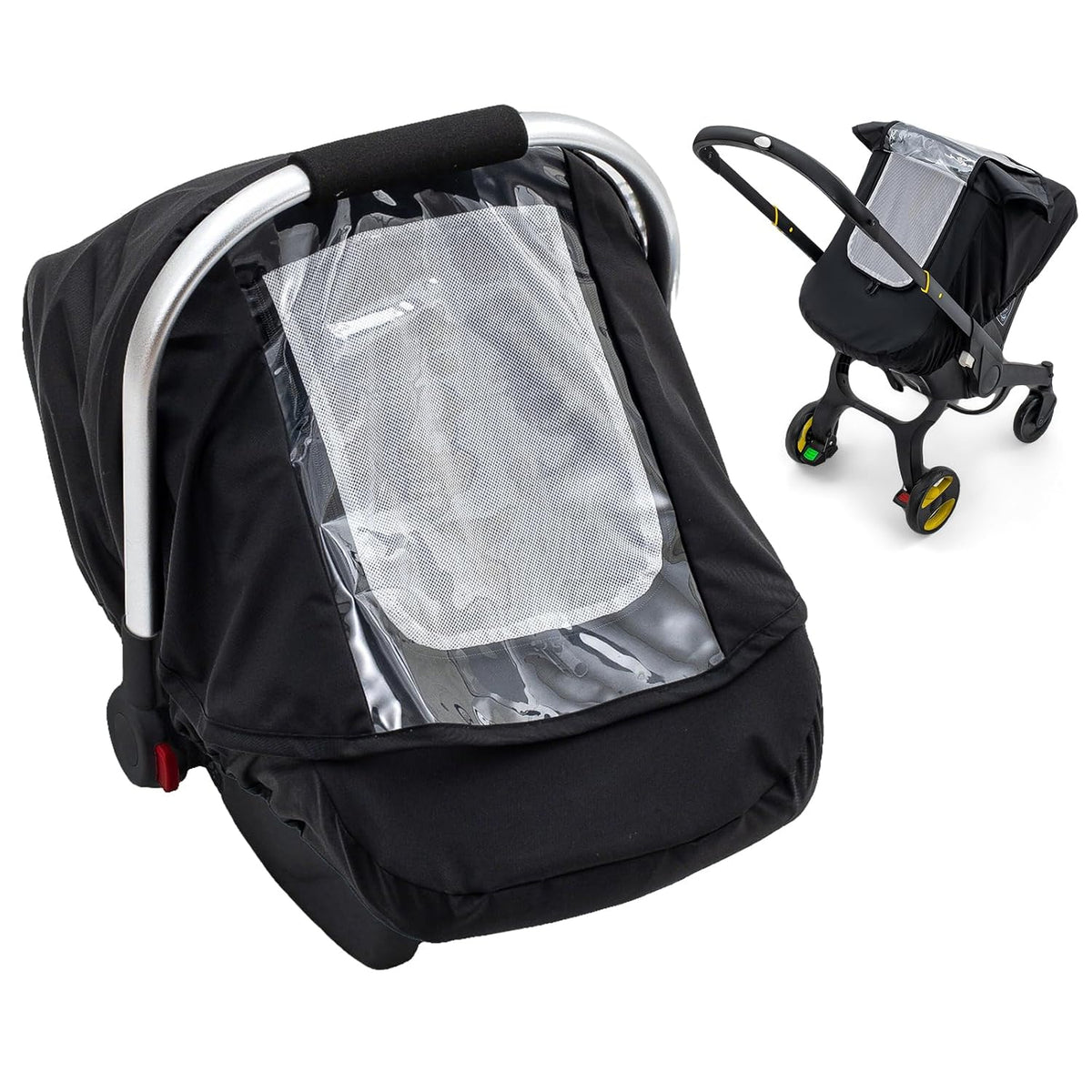 Baby Car Seat Cover, Waterproof Carseat Cover with EVA Transparent Window, Universal Car Seat Rain Cover with Storage Bag, Breathable Baby Carrier Cover for Cold Weather