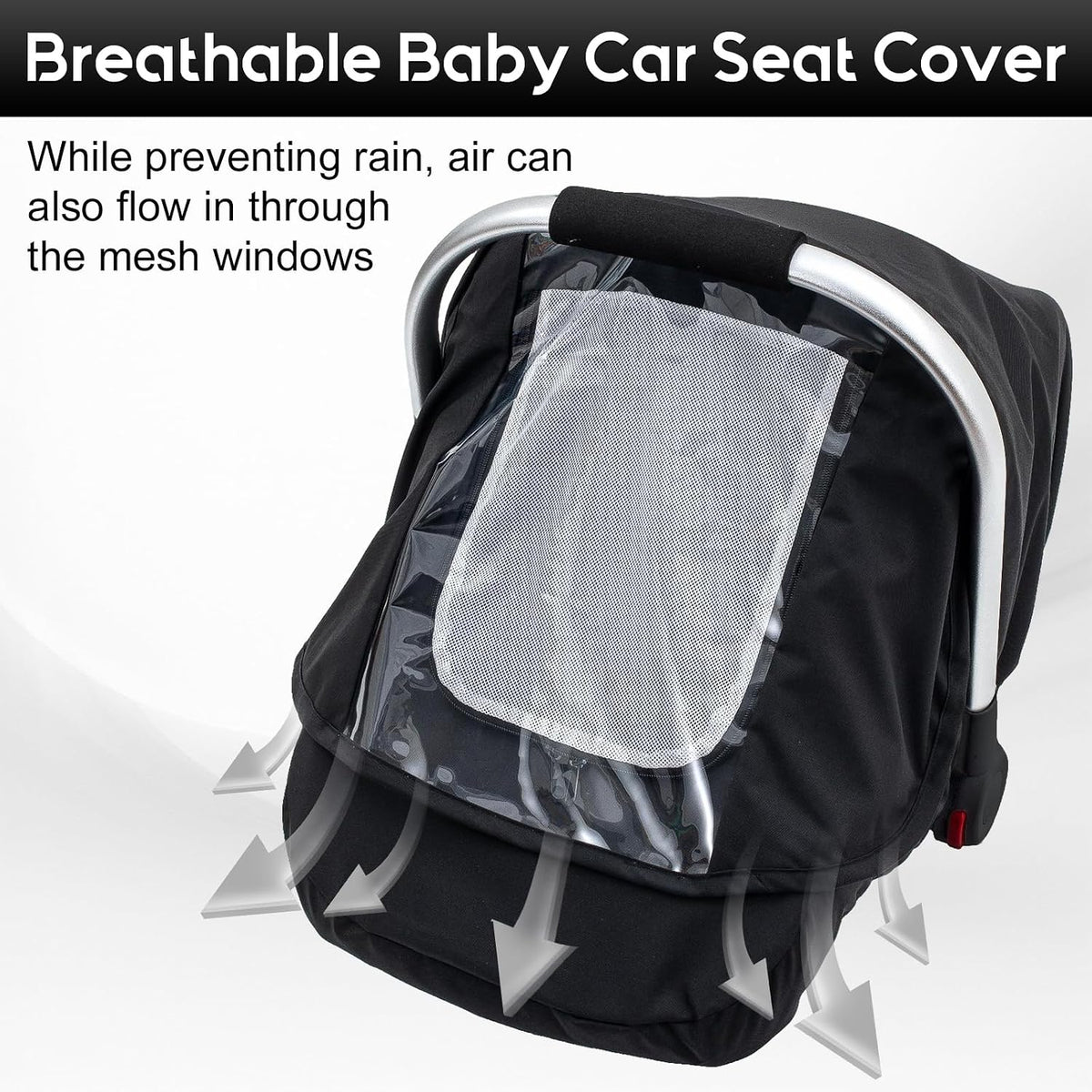 Baby Car Seat Cover, Waterproof Carseat Cover with EVA Transparent Window, Universal Car Seat Rain Cover with Storage Bag, Breathable Baby Carrier Cover for Cold Weather
