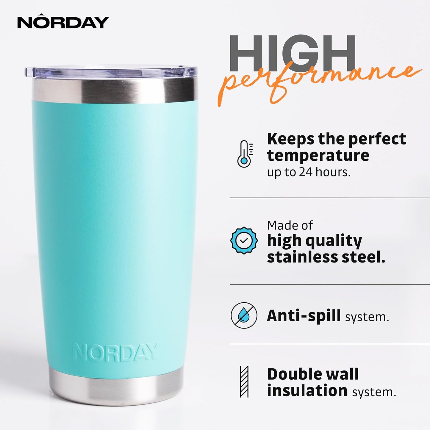 Tumbler Cup with Lid - 20oz Blue - Vacuum Insulated Stainless Steel - Keeps Temperature Up to 24hr - Anti Spill Lid
