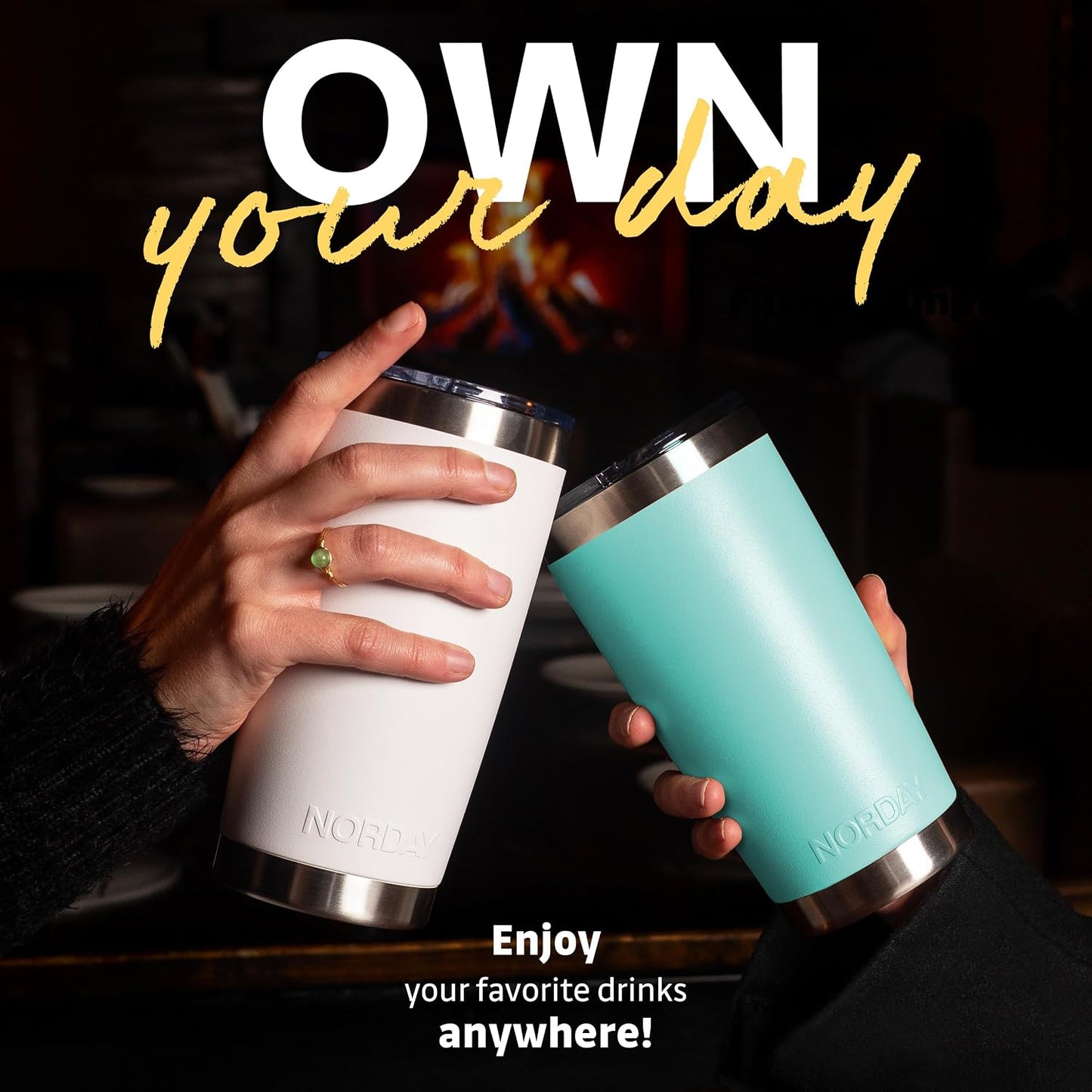 Tumbler Cup with Lid - 20oz Blue - Vacuum Insulated Stainless Steel - Keeps Temperature Up to 24hr - Anti Spill Lid