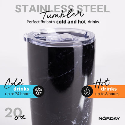 Tumbler Cup with Lid - 20oz Blue - Vacuum Insulated Stainless Steel - Keeps Temperature Up to 24hr - Anti Spill Lid