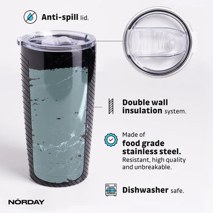 Tumbler Cup with Lid - 20oz Blue - Vacuum Insulated Stainless Steel - Keeps Temperature Up to 24hr - Anti Spill Lid