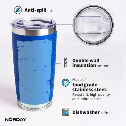 Tumbler Cup with Lid - 20oz Blue - Vacuum Insulated Stainless Steel - Keeps Temperature Up to 24hr - Anti Spill Lid
