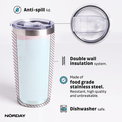 Tumbler Cup with Lid - 20oz Blue - Vacuum Insulated Stainless Steel - Keeps Temperature Up to 24hr - Anti Spill Lid