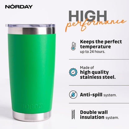 Tumbler Cup with Lid - 20oz Blue - Vacuum Insulated Stainless Steel - Keeps Temperature Up to 24hr - Anti Spill Lid