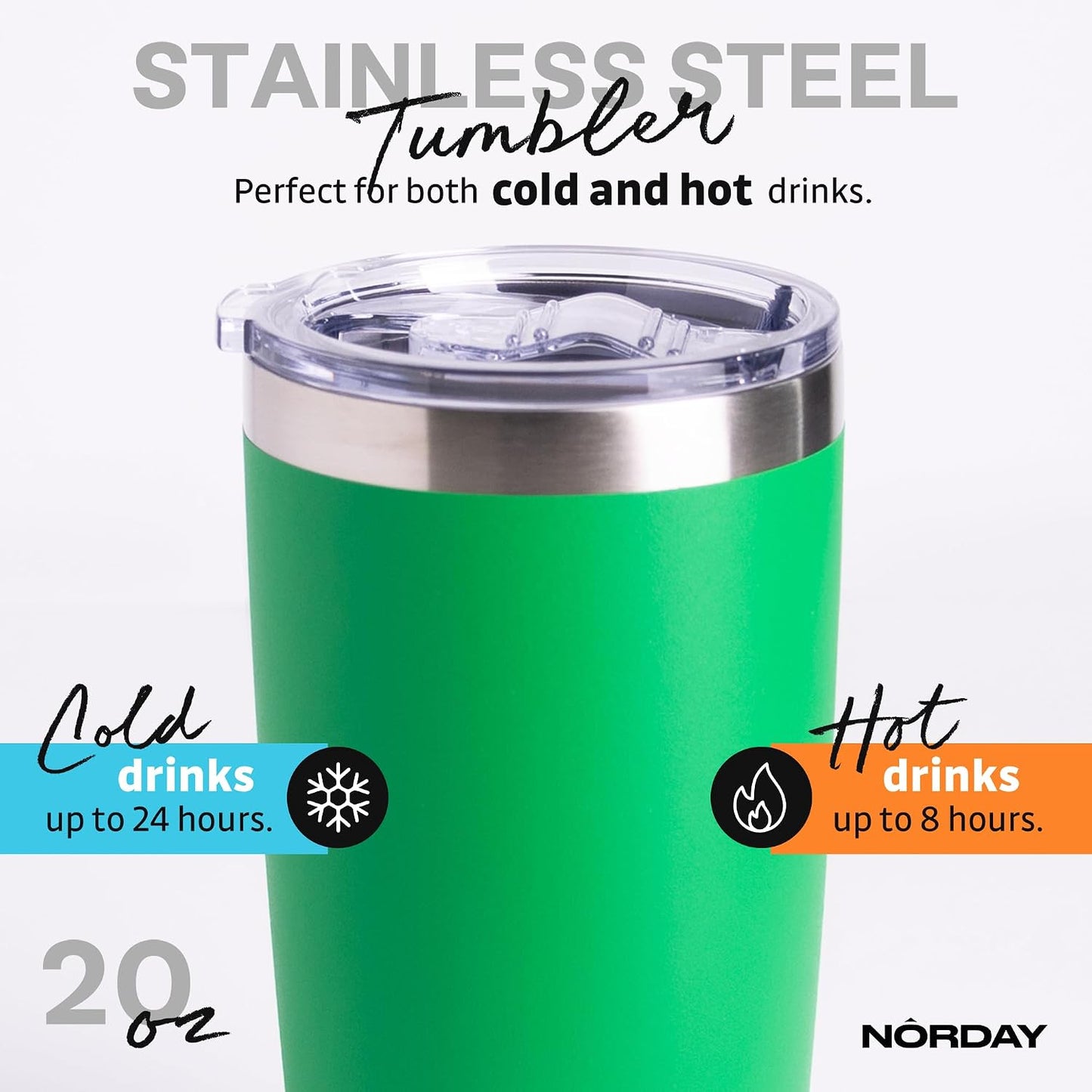 Tumbler Cup with Lid - 20oz Blue - Vacuum Insulated Stainless Steel - Keeps Temperature Up to 24hr - Anti Spill Lid