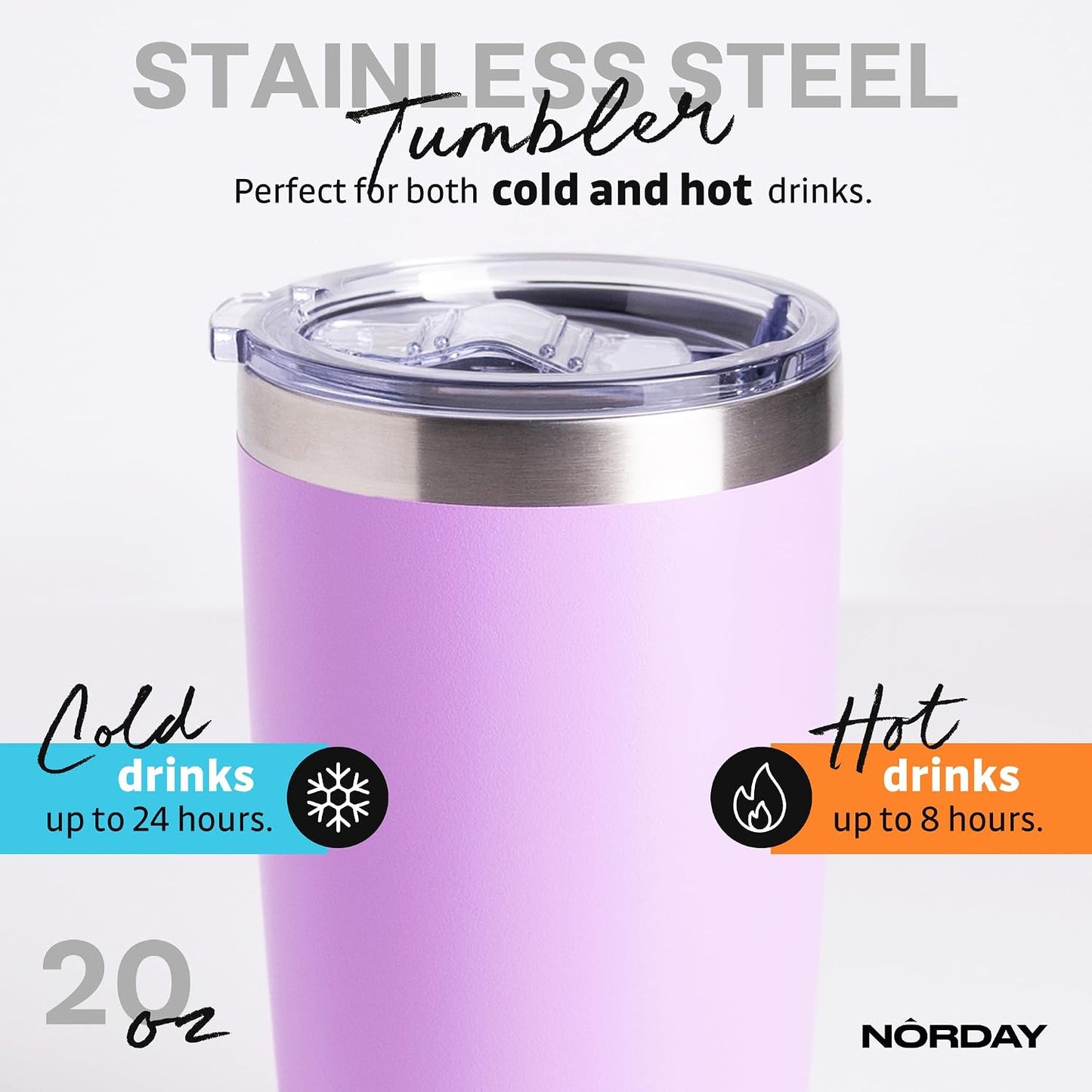 Tumbler Cup with Lid - 20oz Blue - Vacuum Insulated Stainless Steel - Keeps Temperature Up to 24hr - Anti Spill Lid