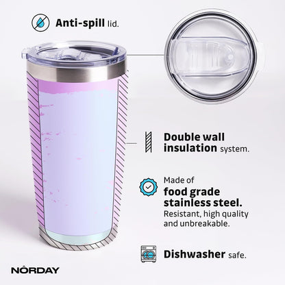 Tumbler Cup with Lid - 20oz Blue - Vacuum Insulated Stainless Steel - Keeps Temperature Up to 24hr - Anti Spill Lid