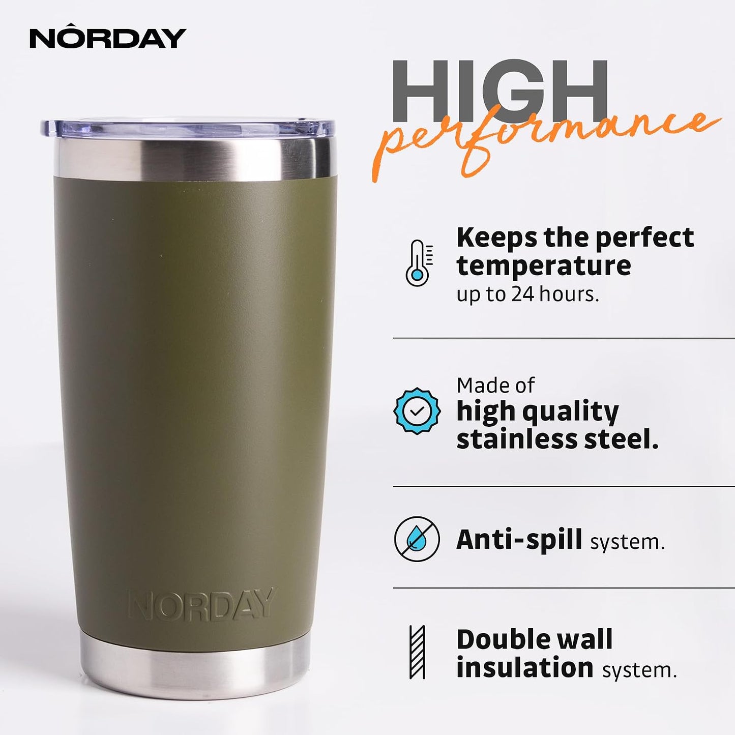 Tumbler Cup with Lid - 20oz Blue - Vacuum Insulated Stainless Steel - Keeps Temperature Up to 24hr - Anti Spill Lid