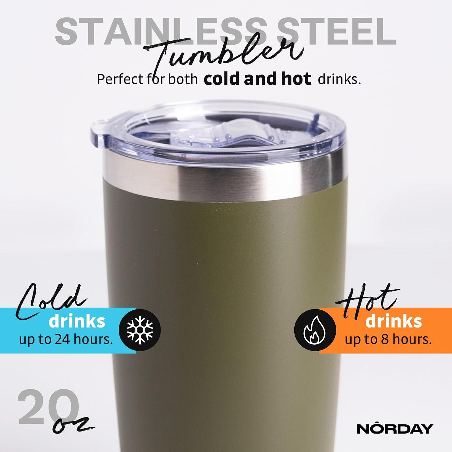 Tumbler Cup with Lid - 20oz Blue - Vacuum Insulated Stainless Steel - Keeps Temperature Up to 24hr - Anti Spill Lid