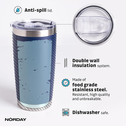 Tumbler Cup with Lid - 20oz Blue - Vacuum Insulated Stainless Steel - Keeps Temperature Up to 24hr - Anti Spill Lid