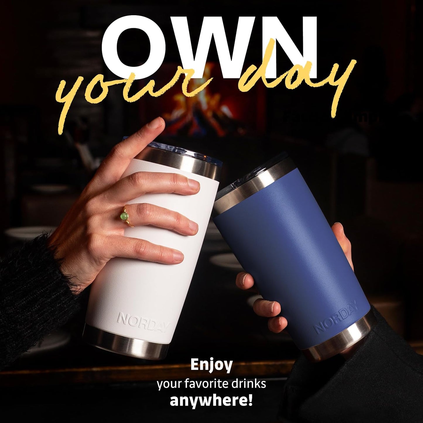 Tumbler Cup with Lid - 20oz Blue - Vacuum Insulated Stainless Steel - Keeps Temperature Up to 24hr - Anti Spill Lid