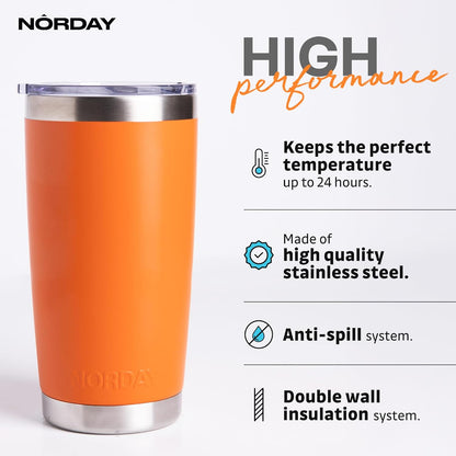 Tumbler Cup with Lid - 20oz Blue - Vacuum Insulated Stainless Steel - Keeps Temperature Up to 24hr - Anti Spill Lid