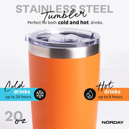 Tumbler Cup with Lid - 20oz Blue - Vacuum Insulated Stainless Steel - Keeps Temperature Up to 24hr - Anti Spill Lid