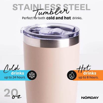 Tumbler Cup with Lid - 20oz Blue - Vacuum Insulated Stainless Steel - Keeps Temperature Up to 24hr - Anti Spill Lid