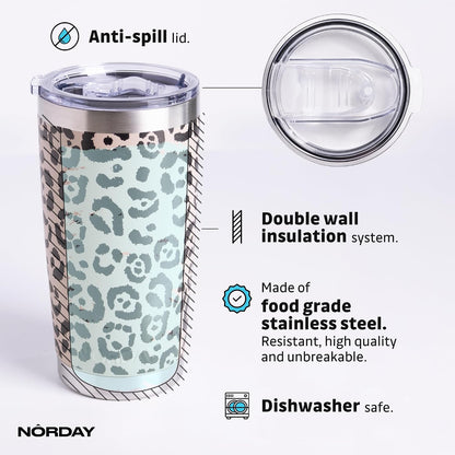Tumbler Cup with Lid - 20oz Blue - Vacuum Insulated Stainless Steel - Keeps Temperature Up to 24hr - Anti Spill Lid