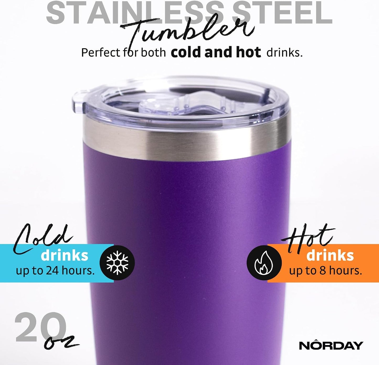 Tumbler Cup with Lid - 20oz Blue - Vacuum Insulated Stainless Steel - Keeps Temperature Up to 24hr - Anti Spill Lid