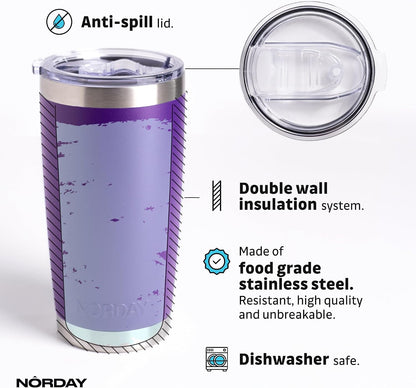 Tumbler Cup with Lid - 20oz Blue - Vacuum Insulated Stainless Steel - Keeps Temperature Up to 24hr - Anti Spill Lid