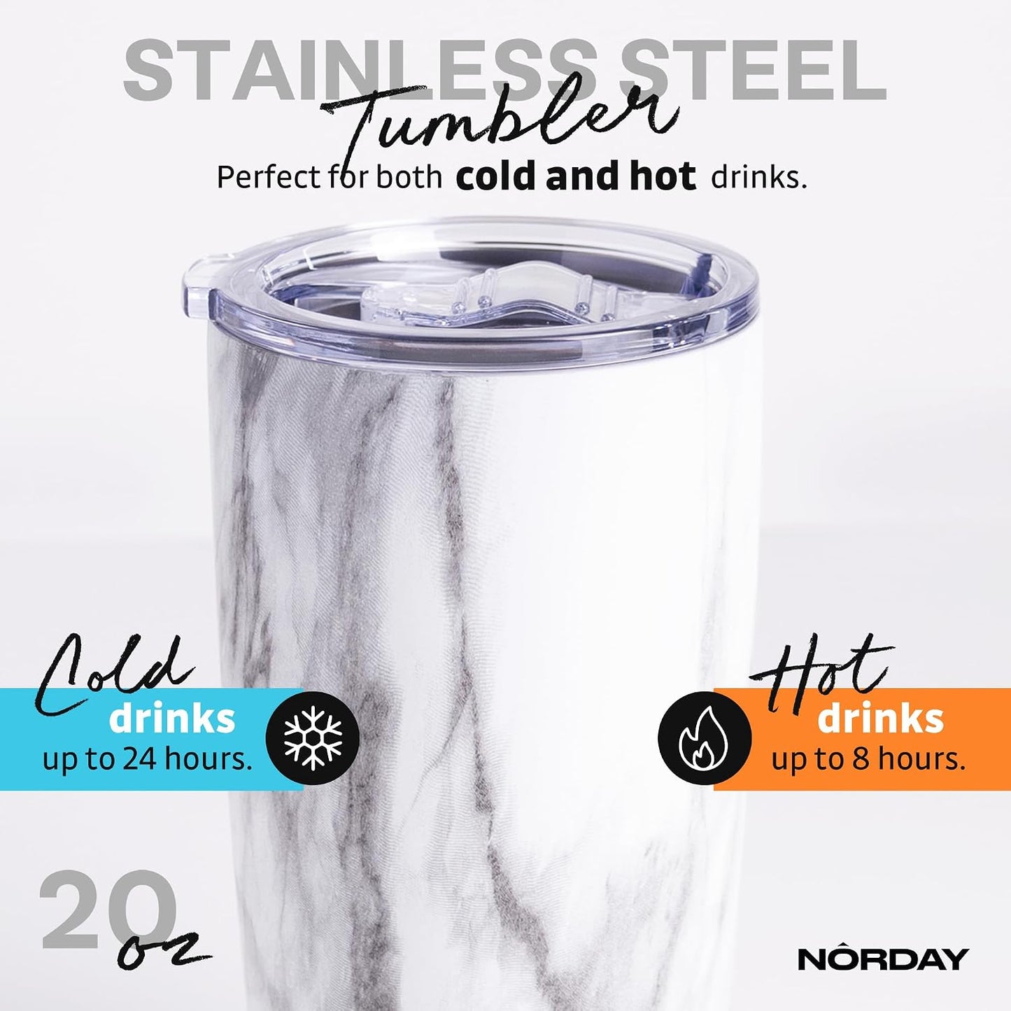 Tumbler Cup with Lid - 20oz Blue - Vacuum Insulated Stainless Steel - Keeps Temperature Up to 24hr - Anti Spill Lid