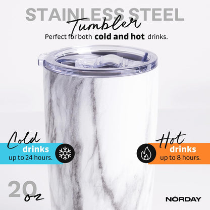 Tumbler Cup with Lid - 20oz Blue - Vacuum Insulated Stainless Steel - Keeps Temperature Up to 24hr - Anti Spill Lid