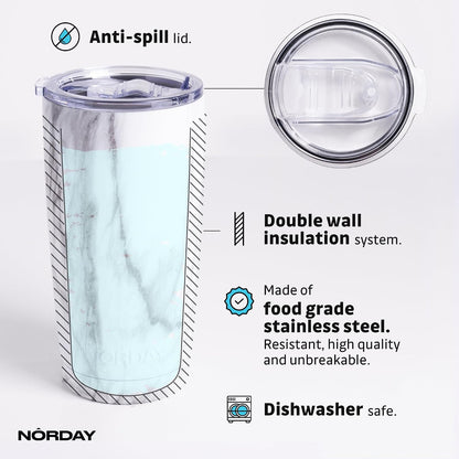 Tumbler Cup with Lid - 20oz Blue - Vacuum Insulated Stainless Steel - Keeps Temperature Up to 24hr - Anti Spill Lid