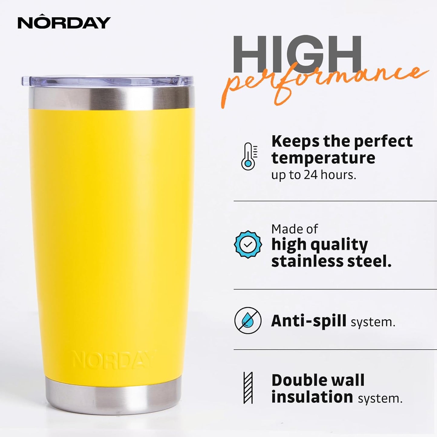 Tumbler Cup with Lid - 20oz Blue - Vacuum Insulated Stainless Steel - Keeps Temperature Up to 24hr - Anti Spill Lid