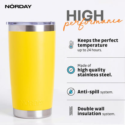 Tumbler Cup with Lid - 20oz Blue - Vacuum Insulated Stainless Steel - Keeps Temperature Up to 24hr - Anti Spill Lid