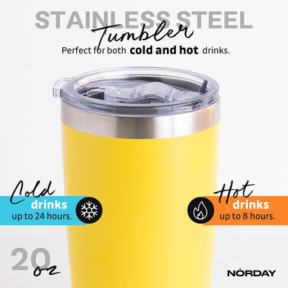 Tumbler Cup with Lid - 20oz Blue - Vacuum Insulated Stainless Steel - Keeps Temperature Up to 24hr - Anti Spill Lid