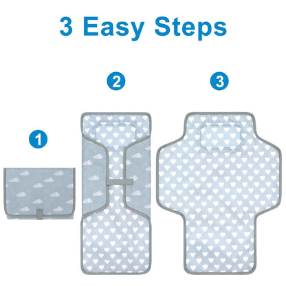Portable Diaper Changing Pad, Waterproof Baby Changing Mat, Foldable Travel Diaper Changing Pads for Baby, Baby Essentials Shower Registry Gifts