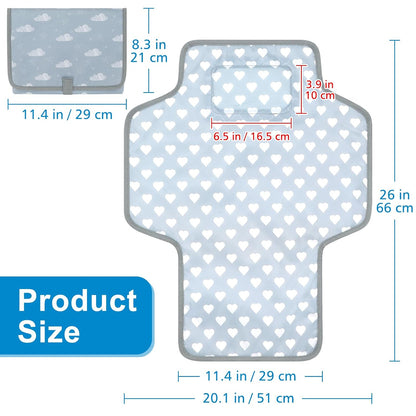 Portable Diaper Changing Pad, Waterproof Baby Changing Mat, Foldable Travel Diaper Changing Pads for Baby, Baby Essentials Shower Registry Gifts