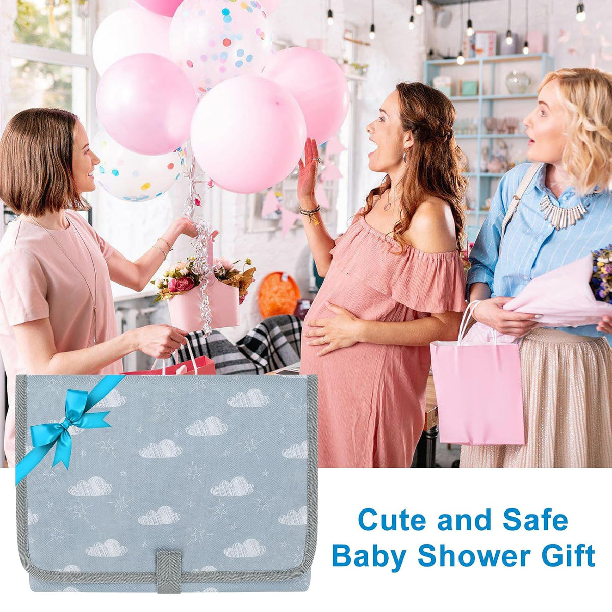 Portable Diaper Changing Pad, Waterproof Baby Changing Mat, Foldable Travel Diaper Changing Pads for Baby, Baby Essentials Shower Registry Gifts