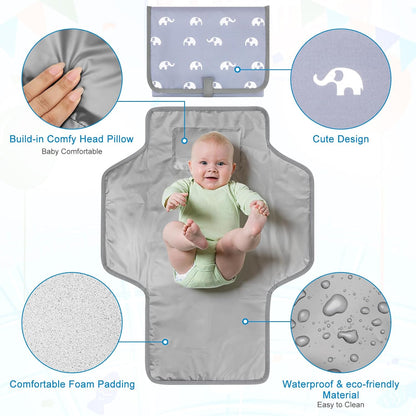 Portable Diaper Changing Pad, Waterproof Baby Changing Mat, Foldable Travel Diaper Changing Pads for Baby, Baby Essentials Shower Registry Gifts