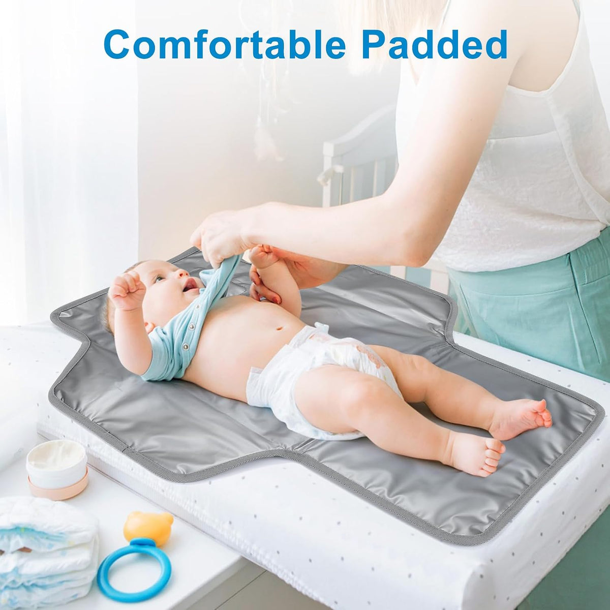 Portable Diaper Changing Pad, Waterproof Baby Changing Mat, Foldable Travel Diaper Changing Pads for Baby, Baby Essentials Shower Registry Gifts