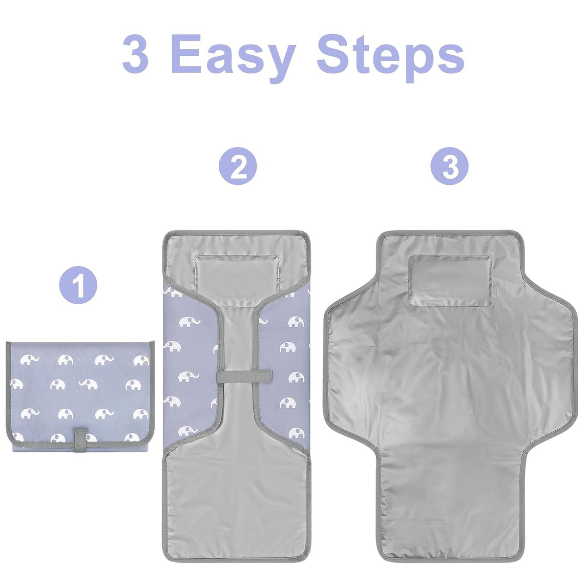 Portable Diaper Changing Pad, Waterproof Baby Changing Mat, Foldable Travel Diaper Changing Pads for Baby, Baby Essentials Shower Registry Gifts