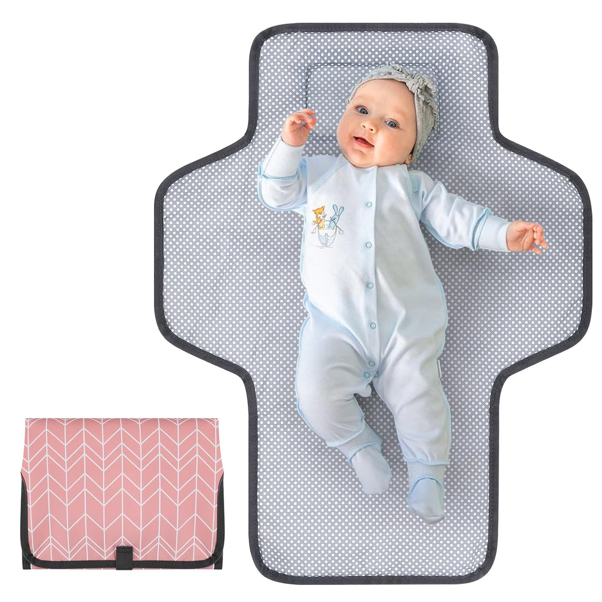 Portable Diaper Changing Pad, Waterproof Baby Changing Mat, Foldable Travel Diaper Changing Pads for Baby, Baby Essentials Shower Registry Gifts