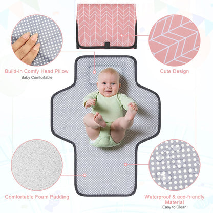 Portable Diaper Changing Pad, Waterproof Baby Changing Mat, Foldable Travel Diaper Changing Pads for Baby, Baby Essentials Shower Registry Gifts