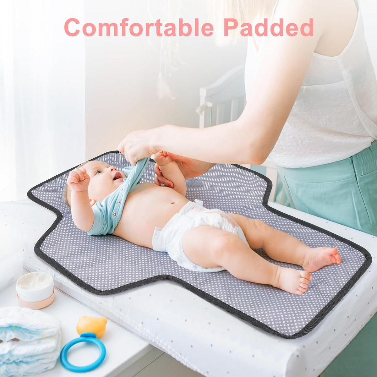 Portable Diaper Changing Pad, Waterproof Baby Changing Mat, Foldable Travel Diaper Changing Pads for Baby, Baby Essentials Shower Registry Gifts