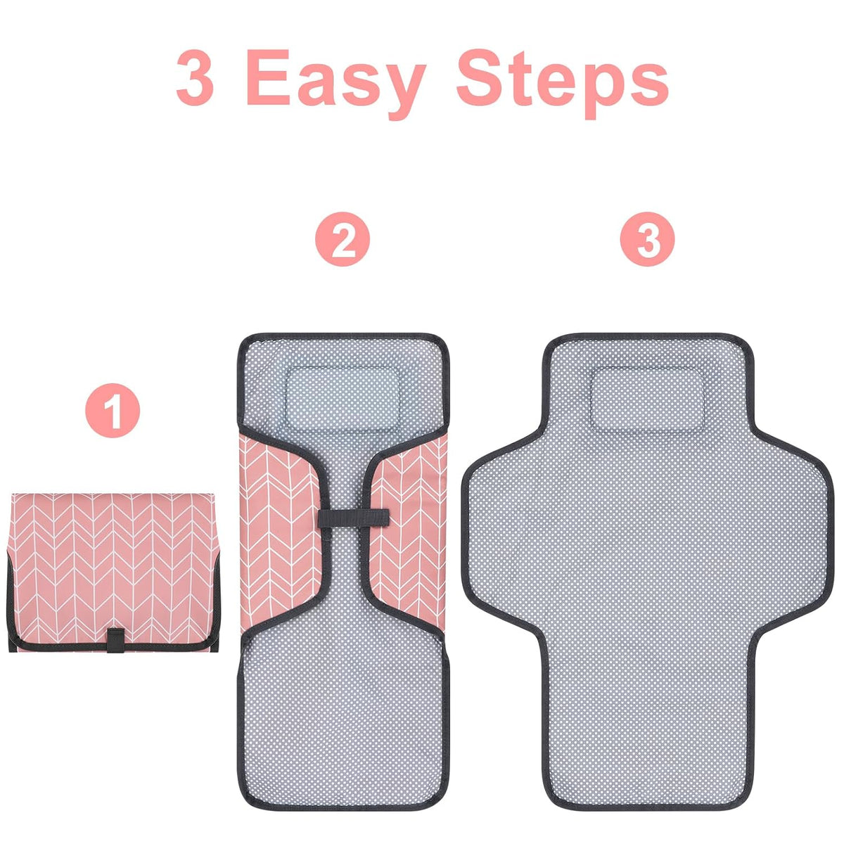 Portable Diaper Changing Pad, Waterproof Baby Changing Mat, Foldable Travel Diaper Changing Pads for Baby, Baby Essentials Shower Registry Gifts