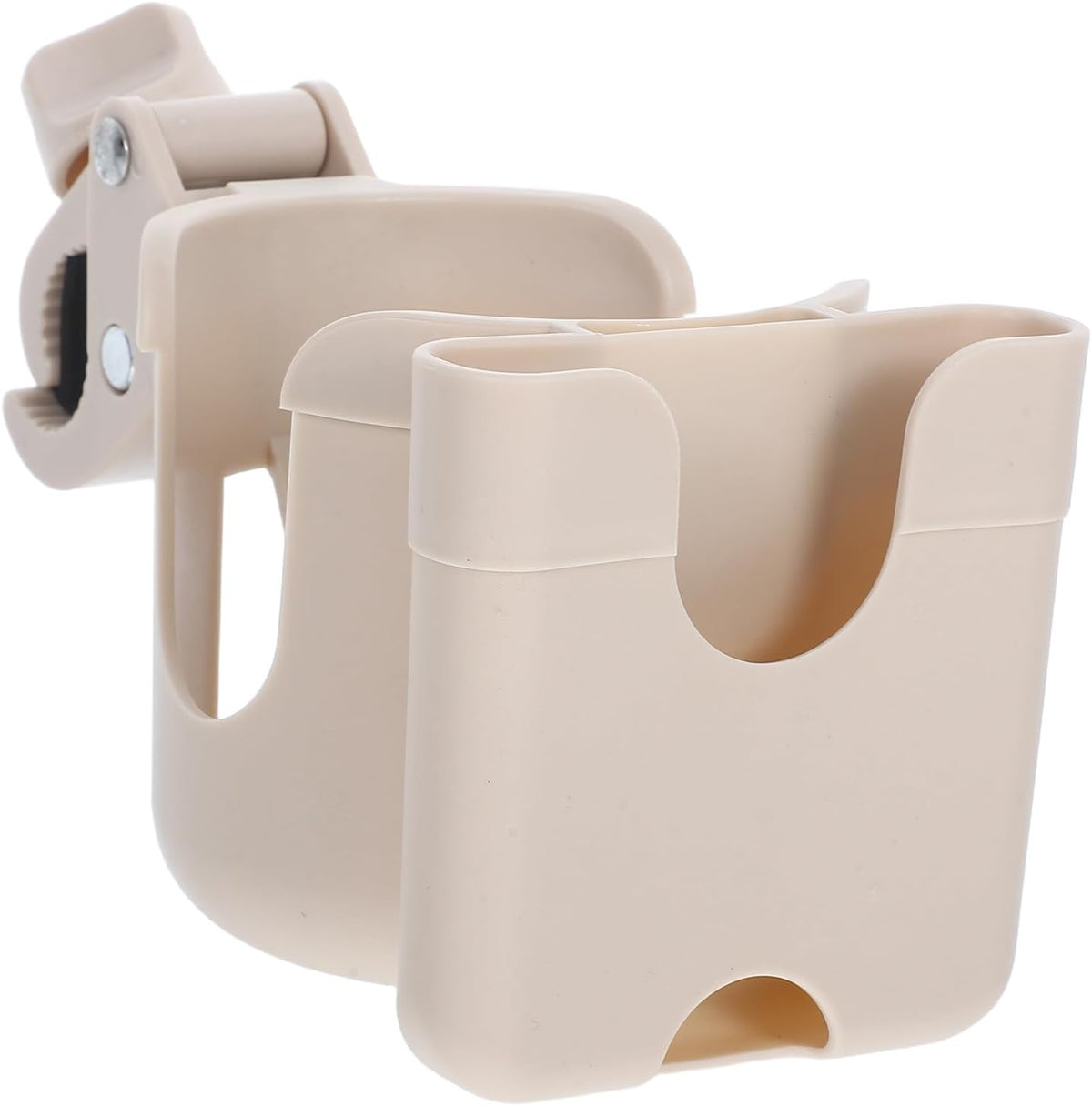 Universal Stroller Cup Phone Holder with Bottle Organizer Rack, Portable Water Bottle Cell Phone Holder for Wheelchairs and Walkers, Beige Travel Gear Accessory