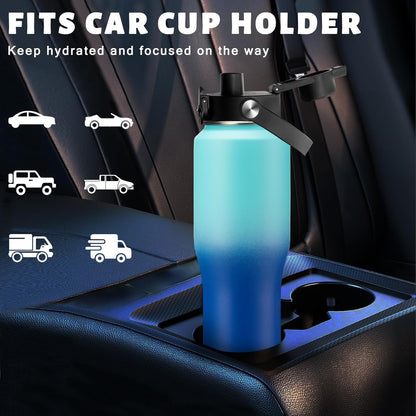 32 oz Stainless Steel Water Bottle with Straw - Spout Lid, Carrier Bag, Keep Cold-48H & Hot-24H Vacuum Insulated Flask Water Bottles Fits in Car Cup Holder, Bike, Coffee Travel Mug