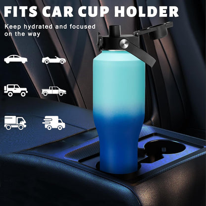 32 oz Stainless Steel Water Bottle with Straw - Spout Lid, Carrier Bag, Keep Cold-48H & Hot-24H Vacuum Insulated Flask Water Bottles Fits in Car Cup Holder, Bike, Coffee Travel Mug