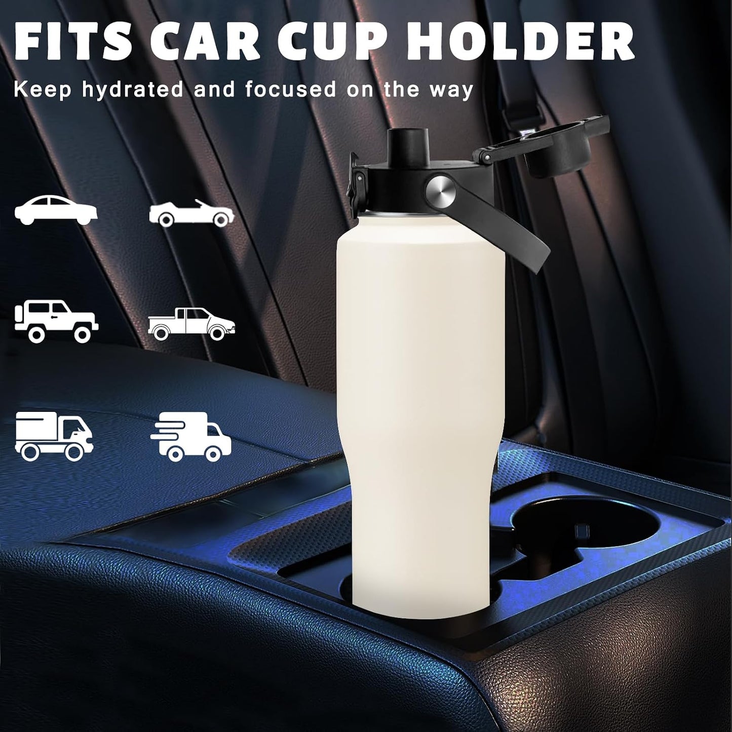 32 oz Stainless Steel Water Bottle with Straw - Spout Lid, Carrier Bag, Keep Cold-48H & Hot-24H Vacuum Insulated Flask Water Bottles Fits in Car Cup Holder, Bike, Coffee Travel Mug