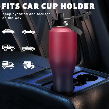32 oz Stainless Steel Water Bottle with Straw - Spout Lid, Carrier Bag, Keep Cold-48H & Hot-24H Vacuum Insulated Flask Water Bottles Fits in Car Cup Holder, Bike, Coffee Travel Mug