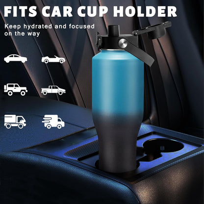 32 oz Stainless Steel Water Bottle with Straw - Spout Lid, Carrier Bag, Keep Cold-48H & Hot-24H Vacuum Insulated Flask Water Bottles Fits in Car Cup Holder, Bike, Coffee Travel Mug