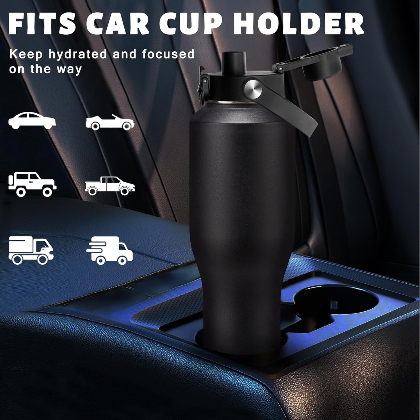 32 oz Stainless Steel Water Bottle with Straw - Spout Lid, Carrier Bag, Keep Cold-48H & Hot-24H Vacuum Insulated Flask Water Bottles Fits in Car Cup Holder, Bike, Coffee Travel Mug
